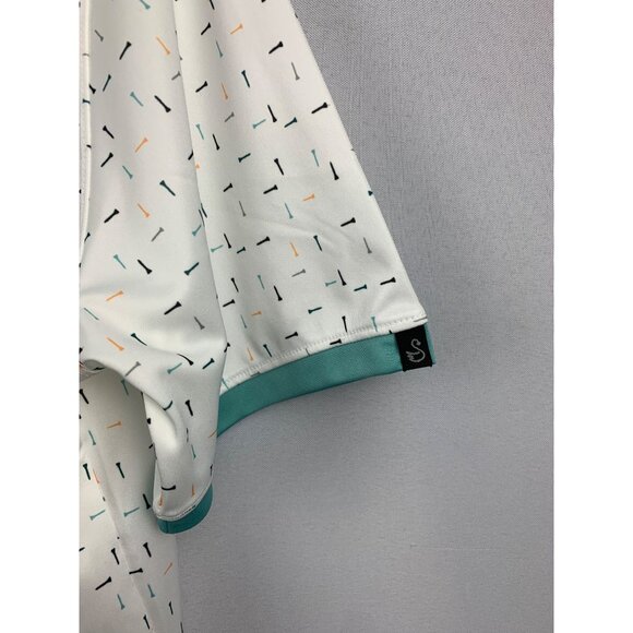 Swannies Mens Golf Polo Shirt Size L White Patterned - Picture 6 of 6